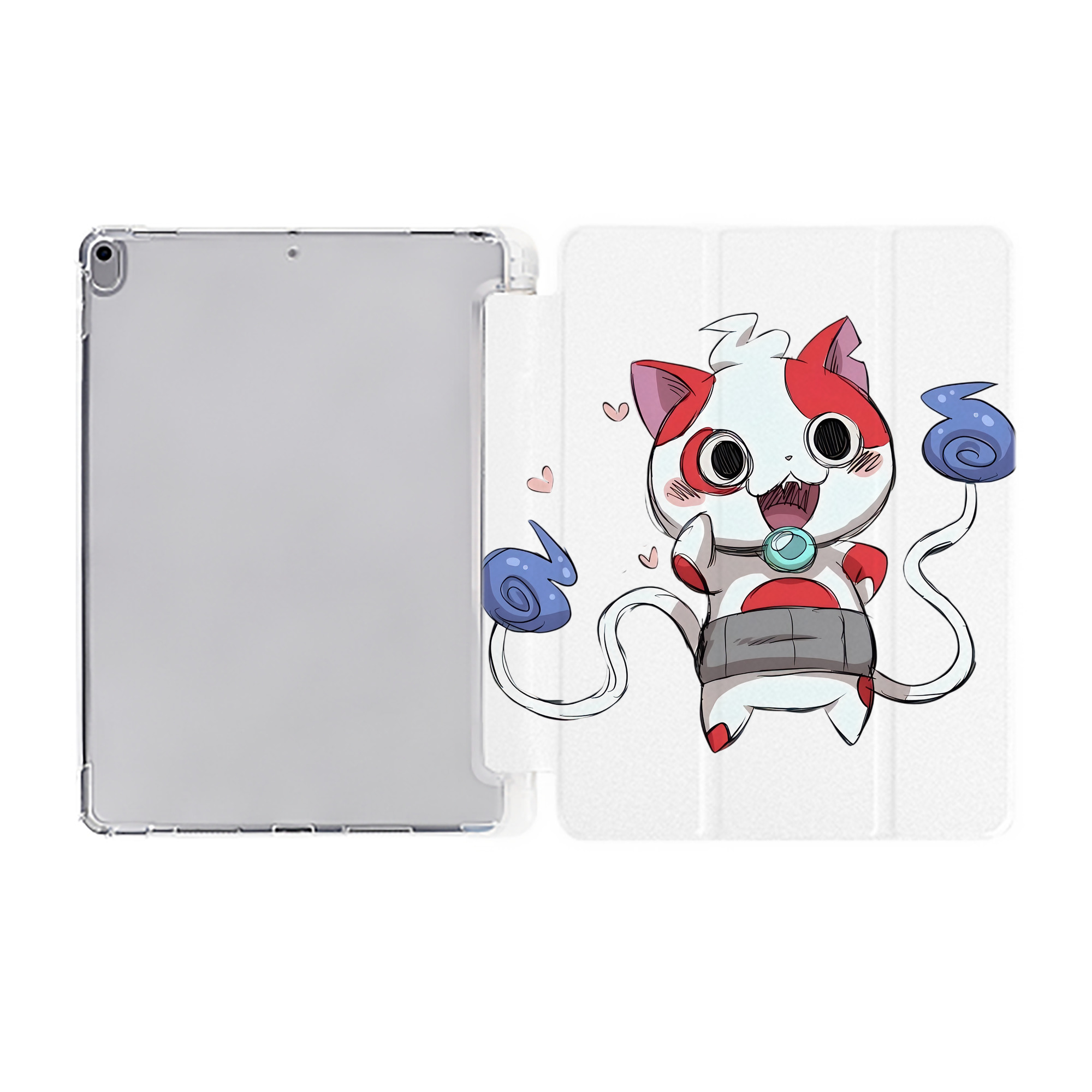 （画像用） 妖怪ウォッチ Yo-kai Watch IPad ケース ペン収納付き 三つ折りスタンド PUレザー×シリコン 対応機種9.5/10.5/10.9インチ